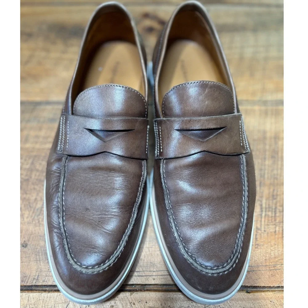 Magnanni Mens‎ Brown Leather Slip On Casual Dress Shoes Loafers Size 9